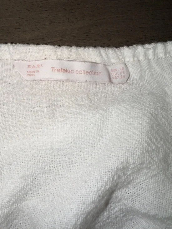 Zara White Off-Shoulder Embroidered Ruffle Crop Top - Picture 6 of 6